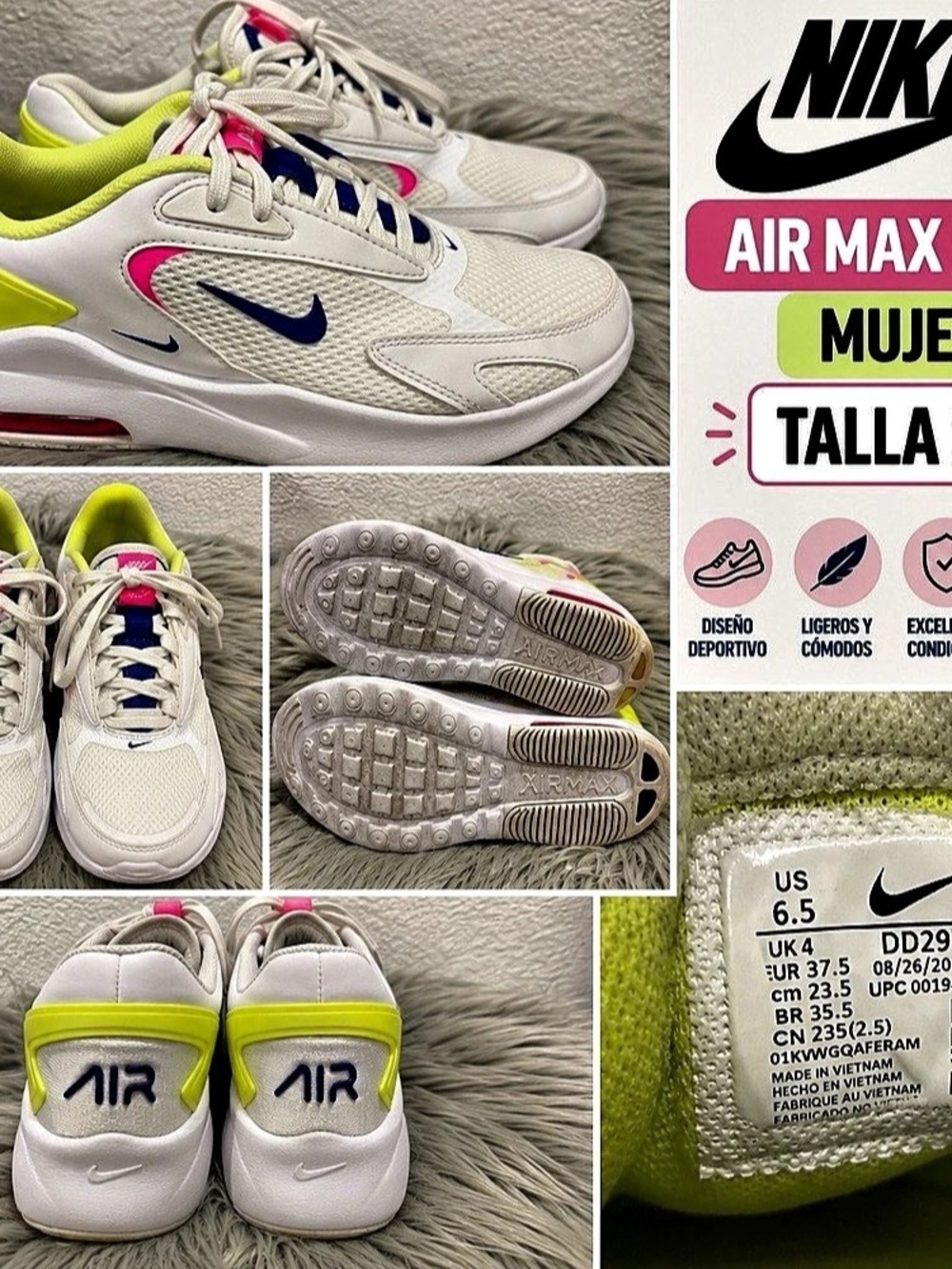 Nike Air Max Bolt AMD Women's Sneakers White & Yellow US 6.5